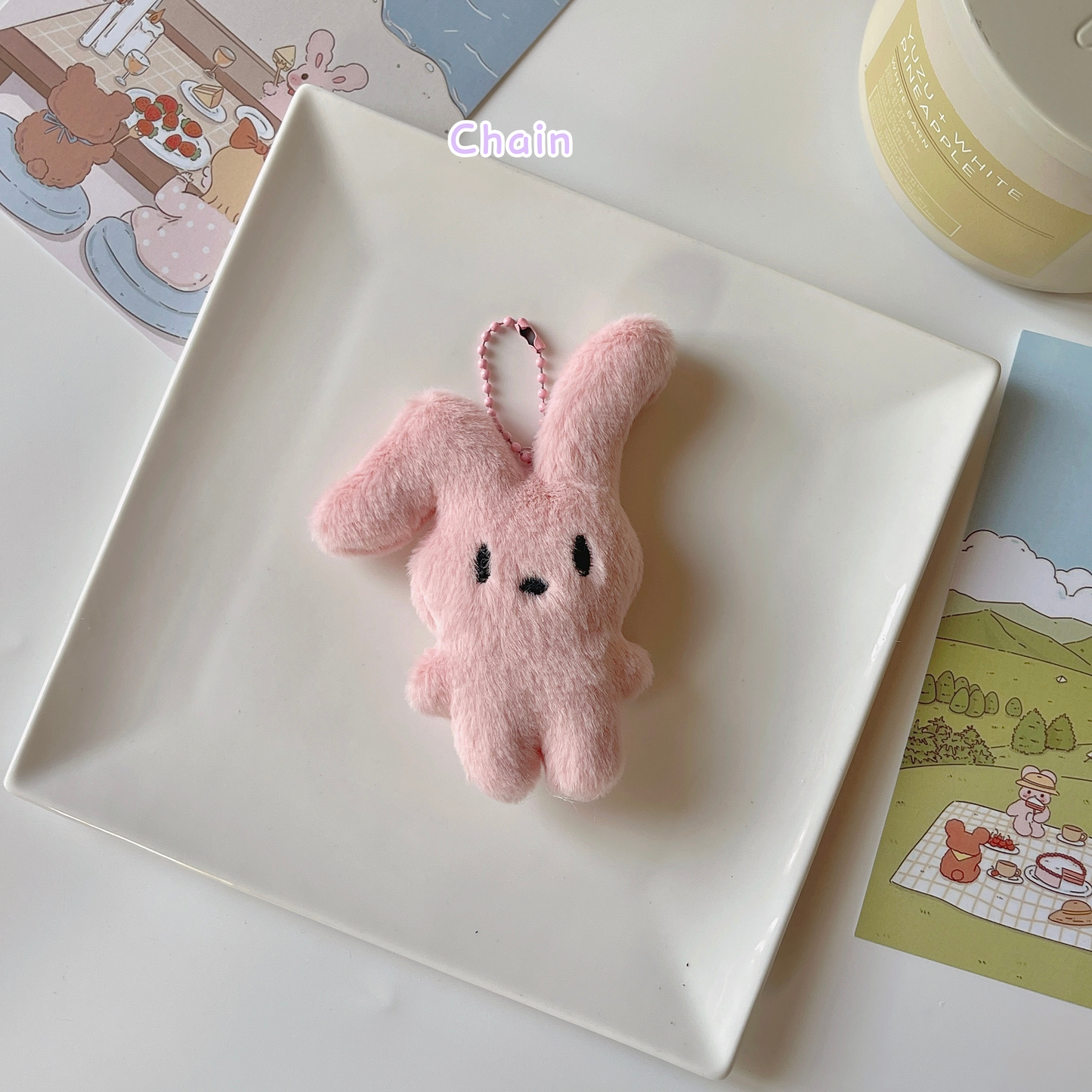 Fluffy Pink Bunny Bag Accessory