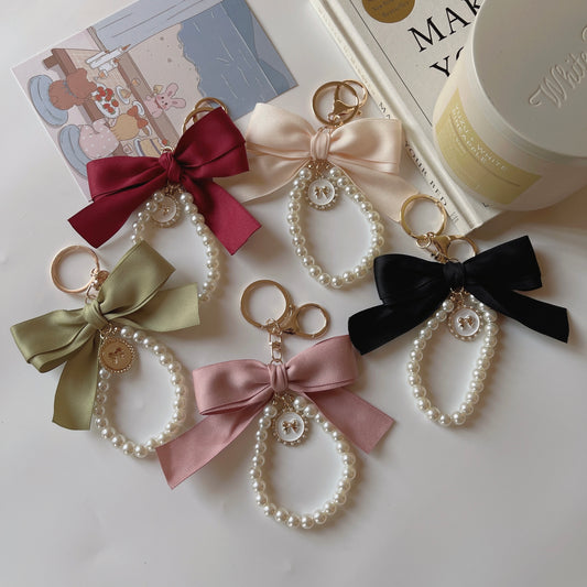 Elegant Pearl Bow Bag Charm